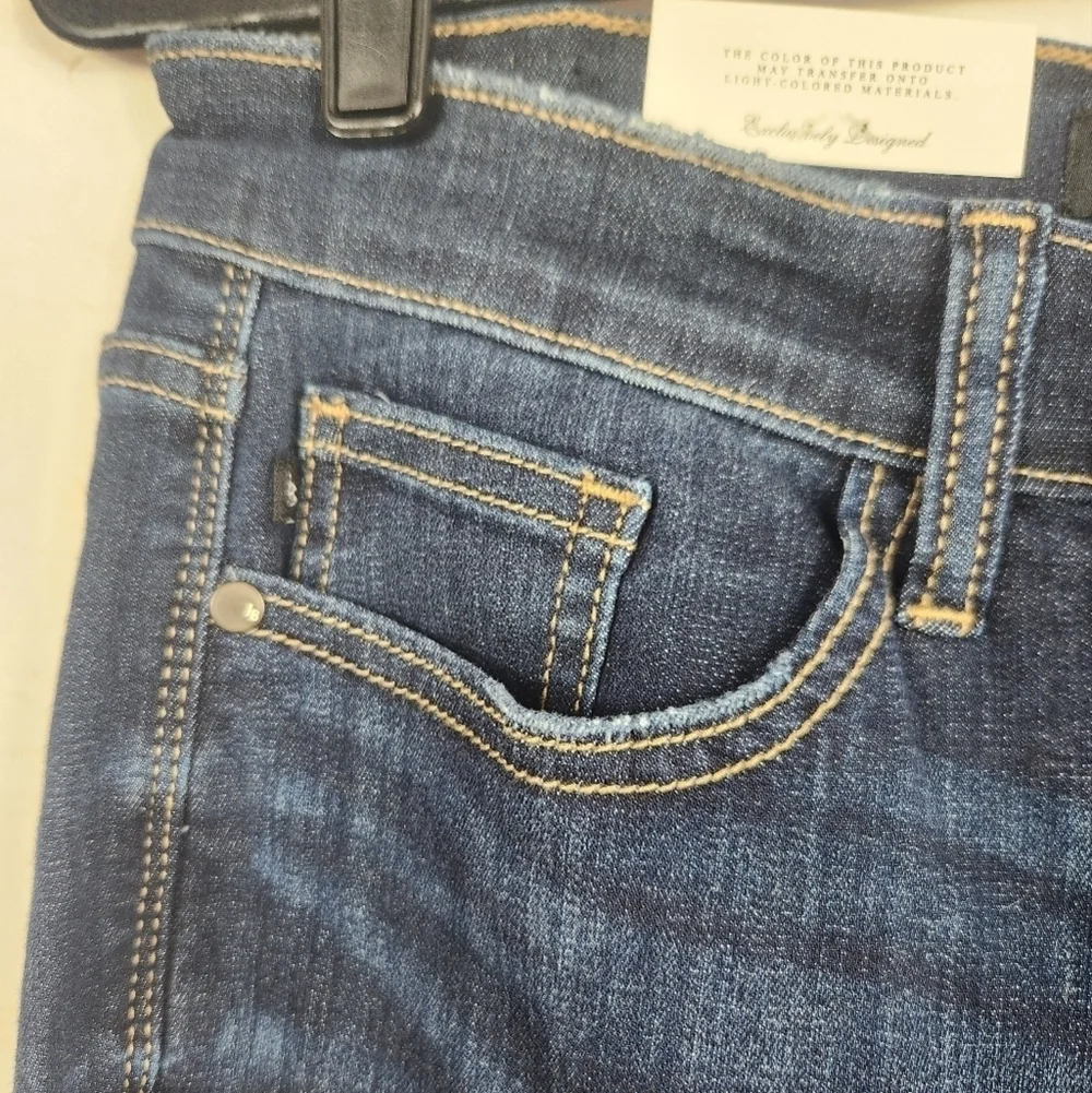 Judy Blue Natalie High Rise Flare Jeans Raw Hem Dark Wash Stretch Denim Size 30